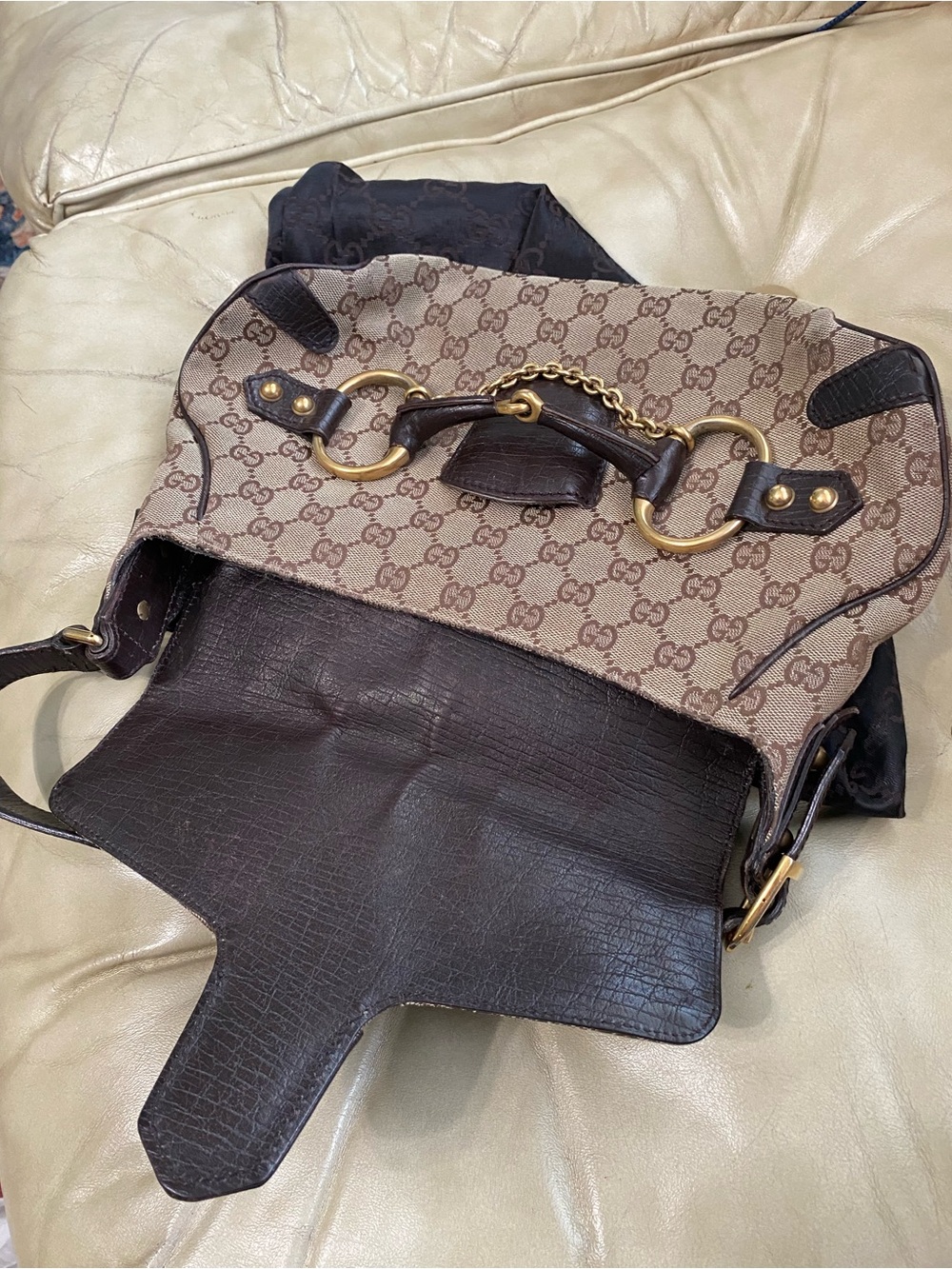 Gucci Tom Ford READ Chain Hobo Bag Flap Horse Bit GG Monogram Canvas - Picture 10 of 15